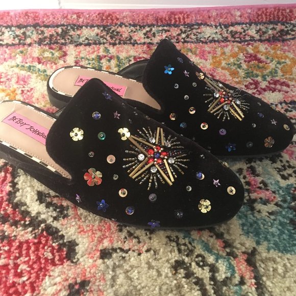 Betsey Johnson Velvet Embroidered Loafer - Picture 2 of 4